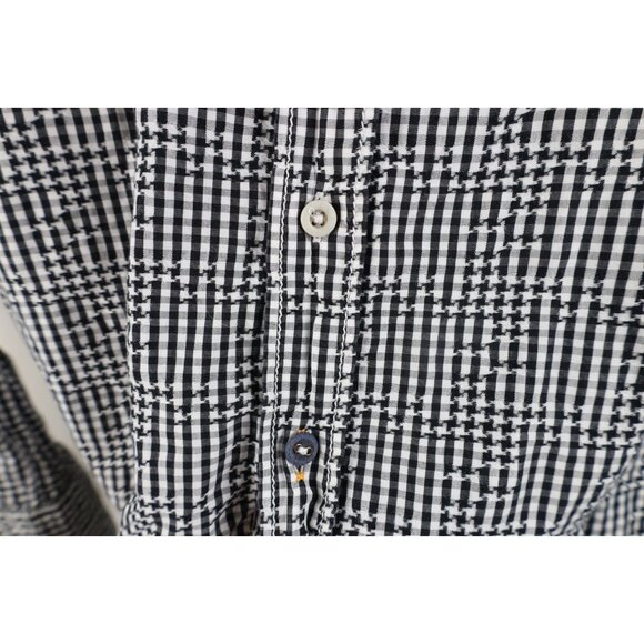 Hugo Boss Mens Small Slim Fit Houndstooth Checkered Collared Button Shirt Black - Picture 4 of 12